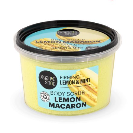 "Lemon Macaron" feszesítő testradír citrommal és mentával 250 ml Organic Shop 