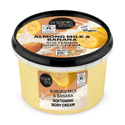 Puhító testápoló krém mandulatejjel és banánnal 250 ml Organic Shop